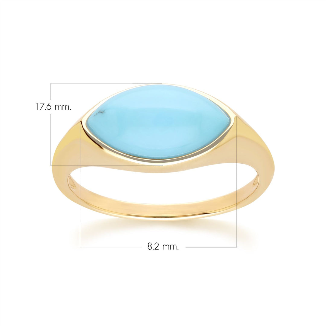 Classic Marquise Turquoise Ring in 9ct Yellow Gold