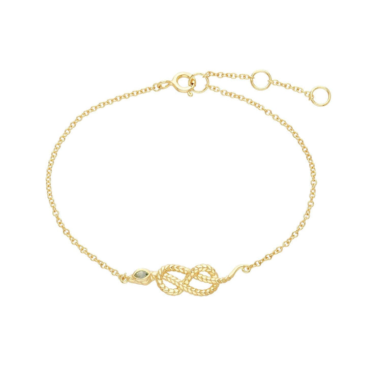 253L180903925 ECFEW™ Peridot Snake Link Bracelet in Gold Plated Sterling Silver