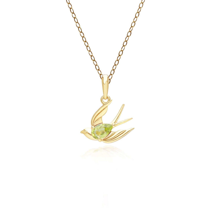 253P340801925 ECFEW™ Creator Peridot Hummingbird Pendant Necklace in Gold Plated Sterling Silver