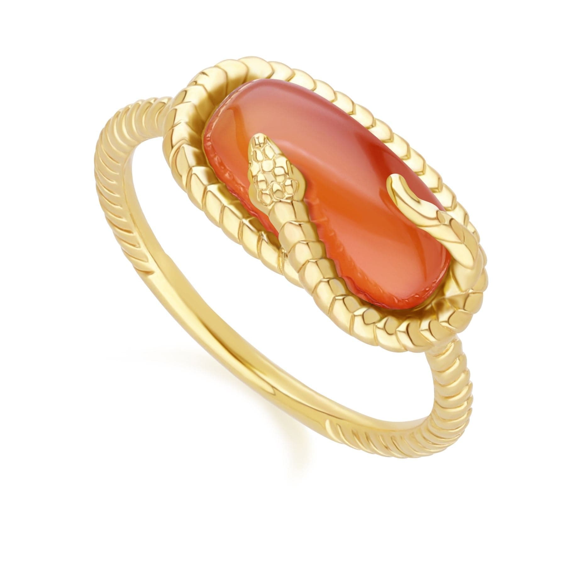 253R723402925 ECFEW Carnelian Snake Ring in Gold Plated Sterling Silver side
