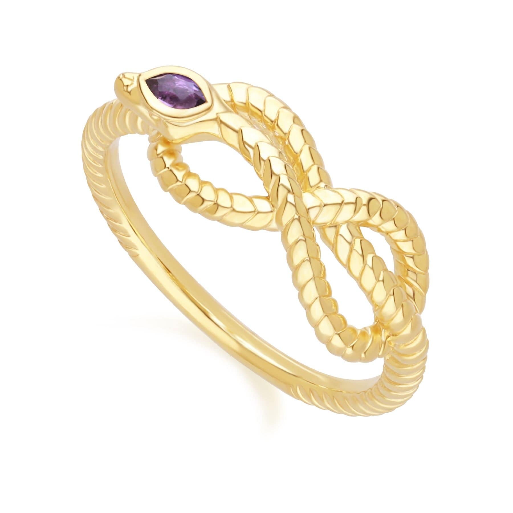 253R723502925 ECFEW™ Amethyst Winding Snake Ring in Gold Plated Sterling Silver