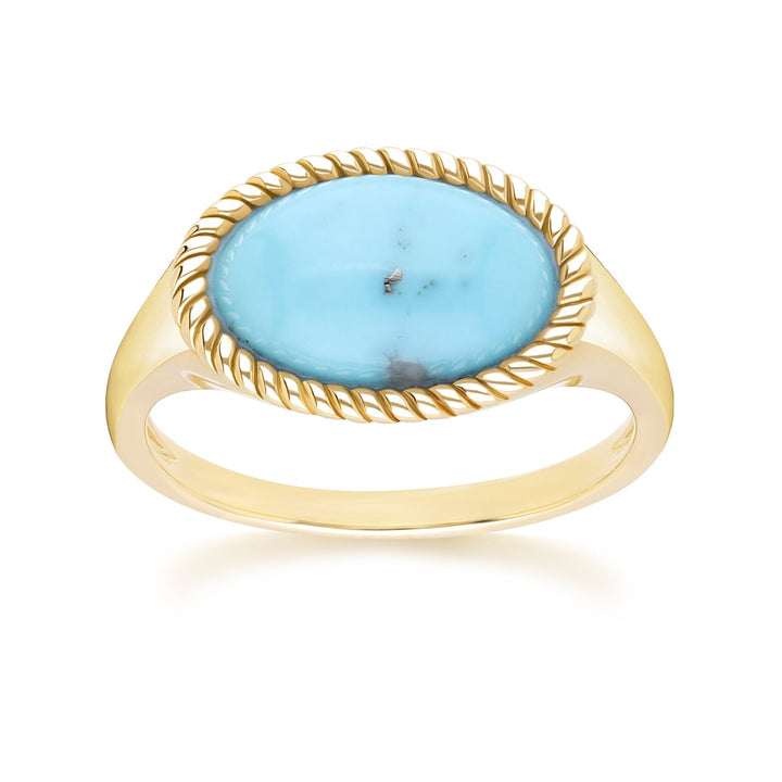 Classic Oval Turquoise Ring in 9ct Yellow Gold