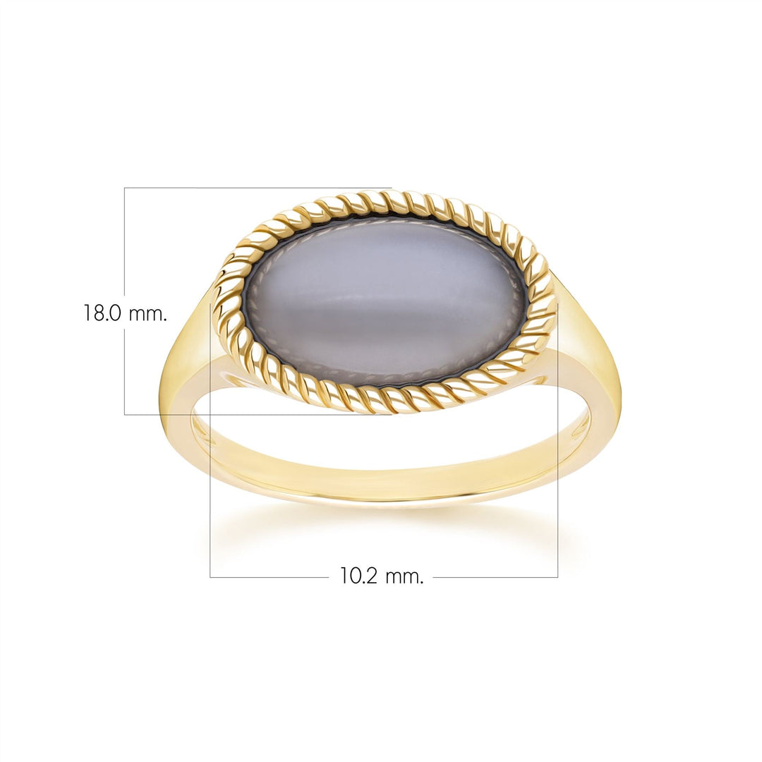 Classic Oval Black Moonstone Ring in 9ct Yellow Gold