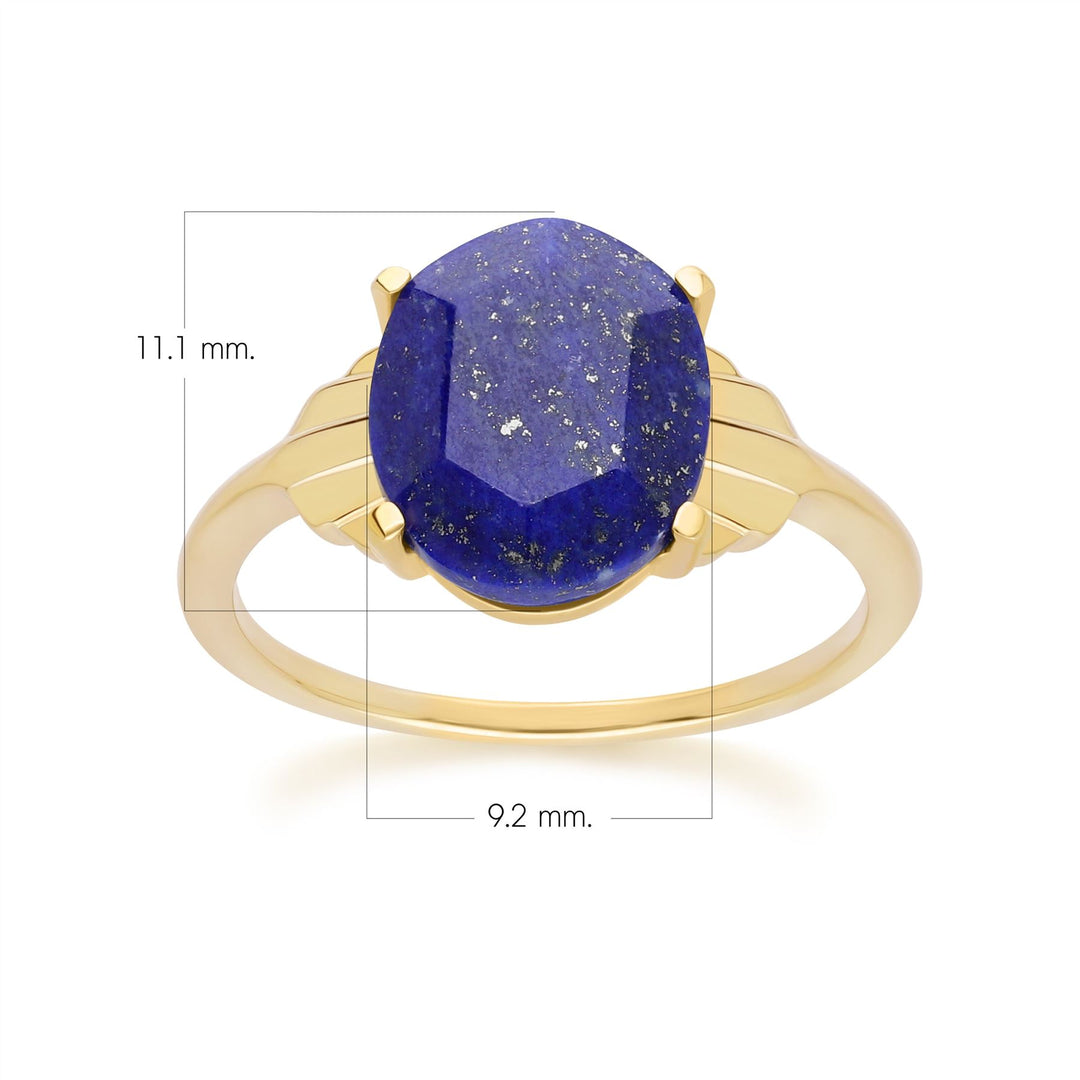 Grand Deco Oval Lapiz Lazuli Ring in Gold Vermeil