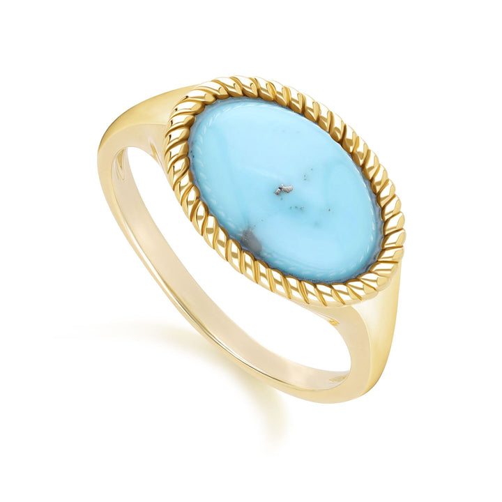 Classic Oval Turquoise Ring in 9ct Yellow Gold