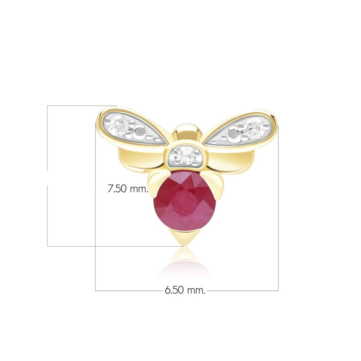 Honeycomb Inspired Ruby and Diamond Bee Pin in 9ct Yellow GoldDimensions  135T0001019