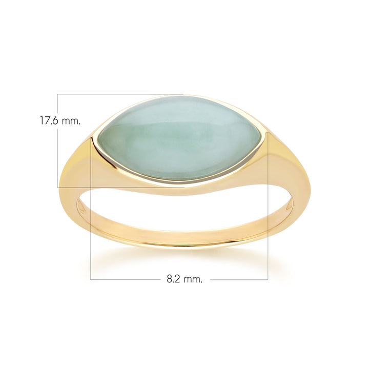 Classic Marquise Green Jadeite Ring in 9ct Yellow Gold