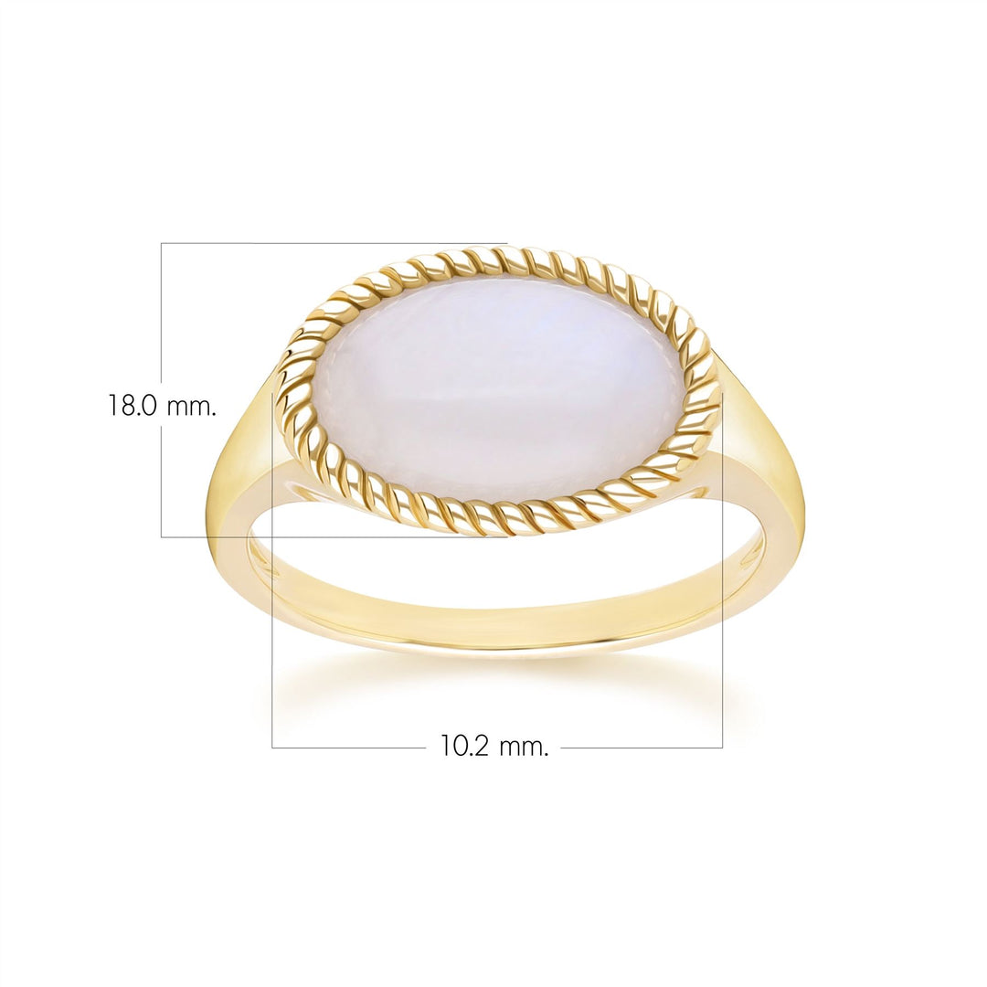 Classic Oval Rainbow Moonstone Ring in 9ct Yellow Gold