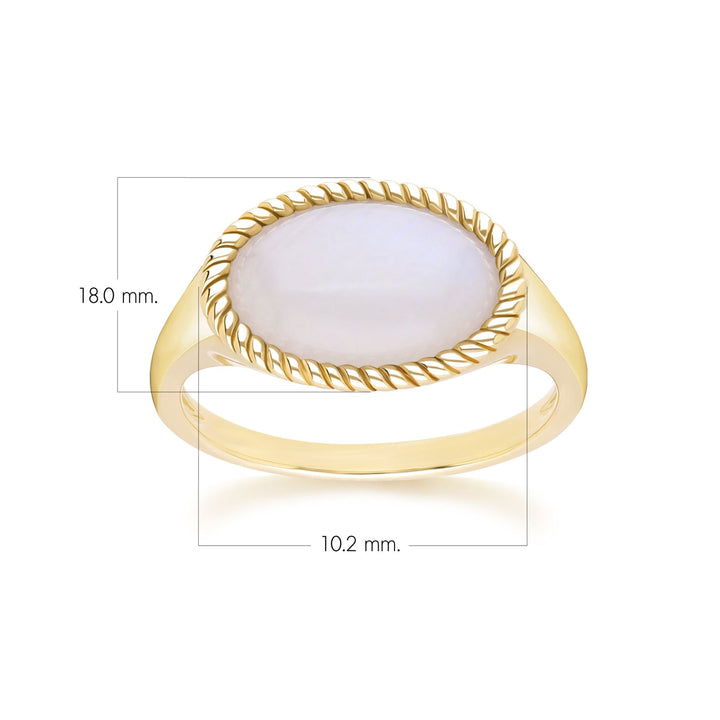 Classic Oval Rainbow Moonstone Ring in 9ct Yellow Gold