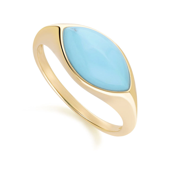 Classic Marquise Turquoise Ring in 9ct Yellow Gold