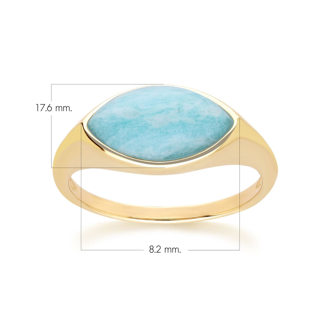 Classic Marquise Amazonite Ring in 9ct Yellow Gold