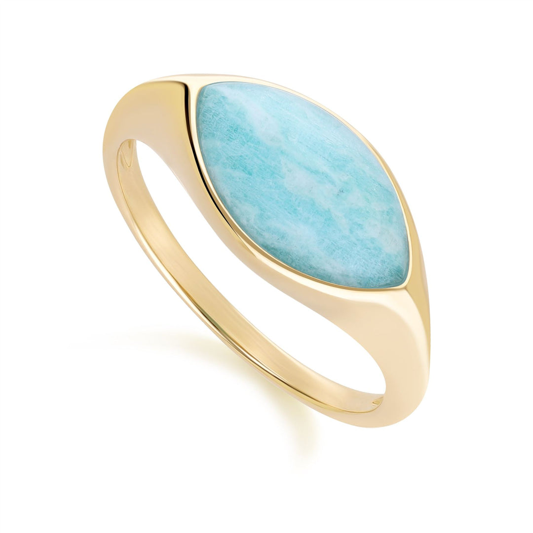 Classic Marquise Amazonite Ring in 9ct Yellow Gold