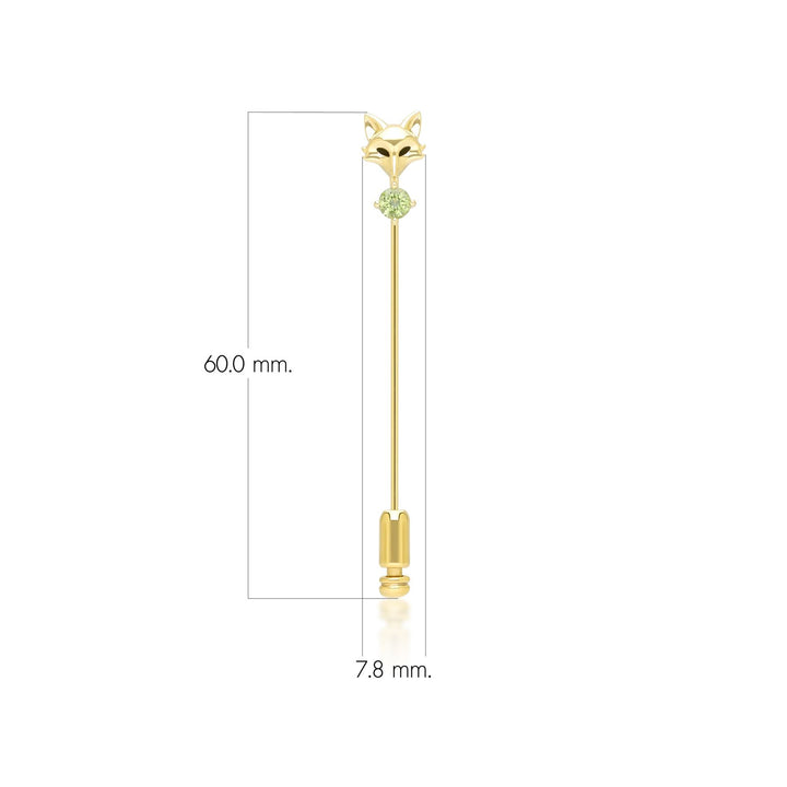Gardenia Peridot Fox Lapel Pin In 9ct Yellow Gold