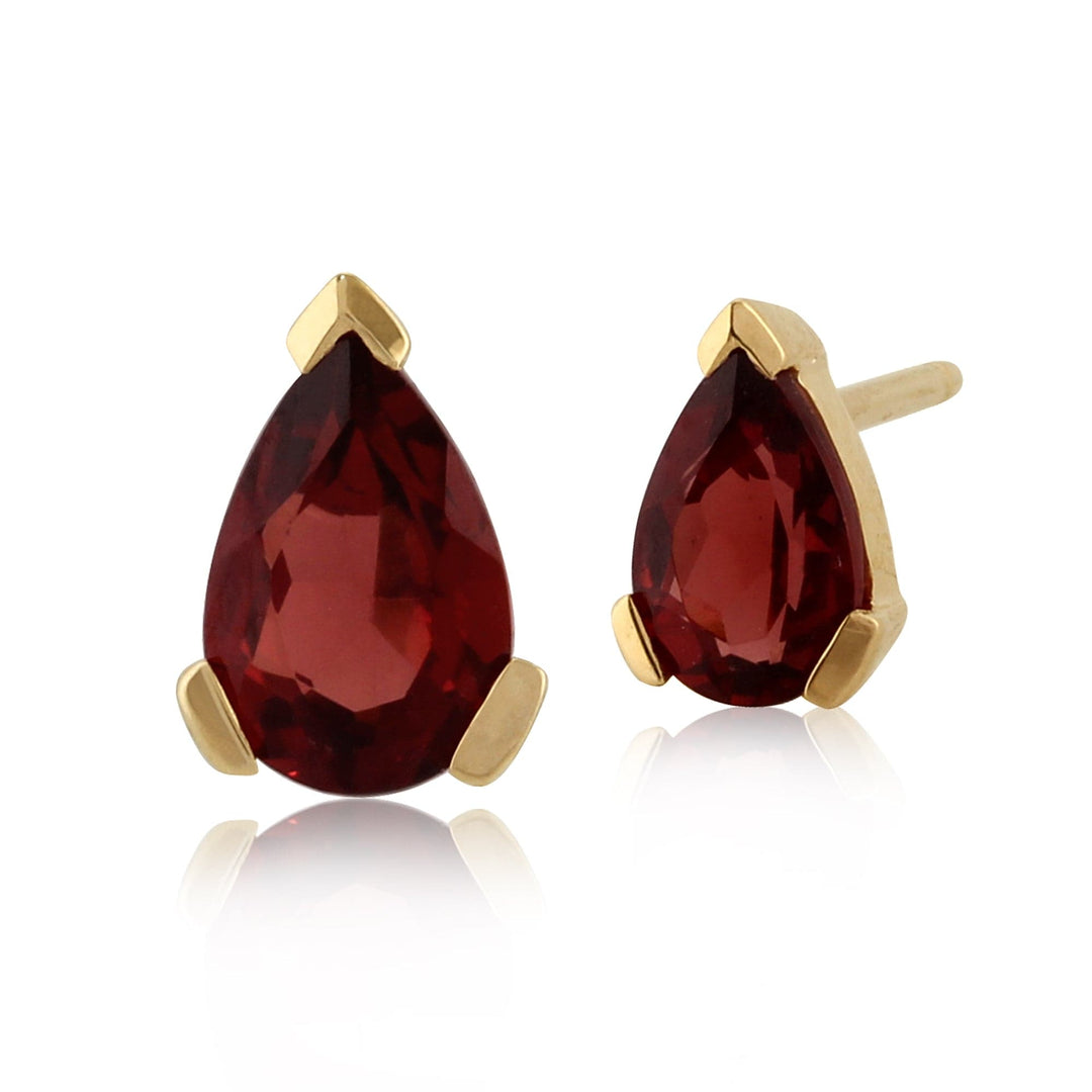 Classic Pear Garnet Stud Earrings in 9ct Yellow Gold