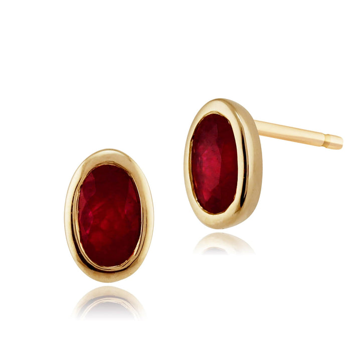 Classic Oval Ruby Stud Earrings in 9ct Yellow Gold