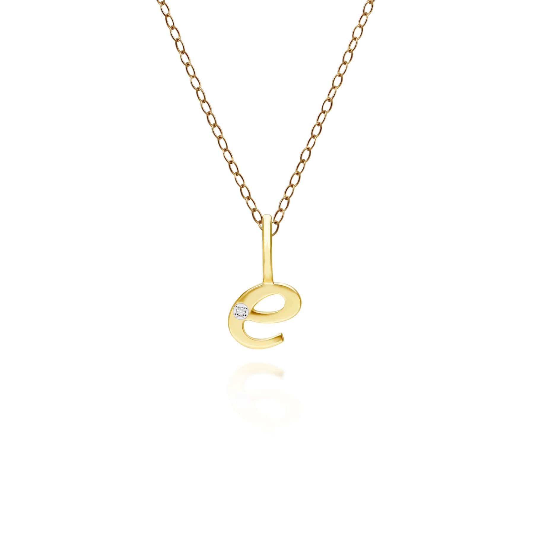 191P0776019 Alphabet Letter E Diamond pendant in 9ct Yellow Gold Front