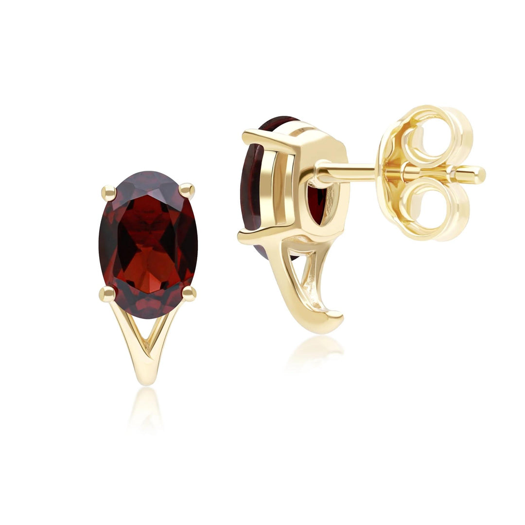 Classic Oval Garnet Stud Earrings in 9ct Yellow Gold 7x5mm