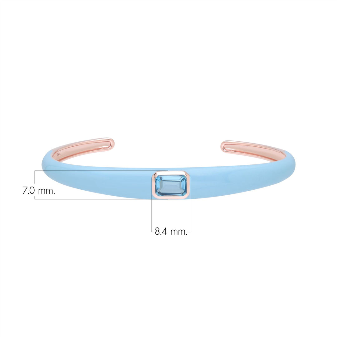 Siberian Waltz Blue Enamel & Octagon Sky Blue Topaz Bangle In Rose Gold Vermeil