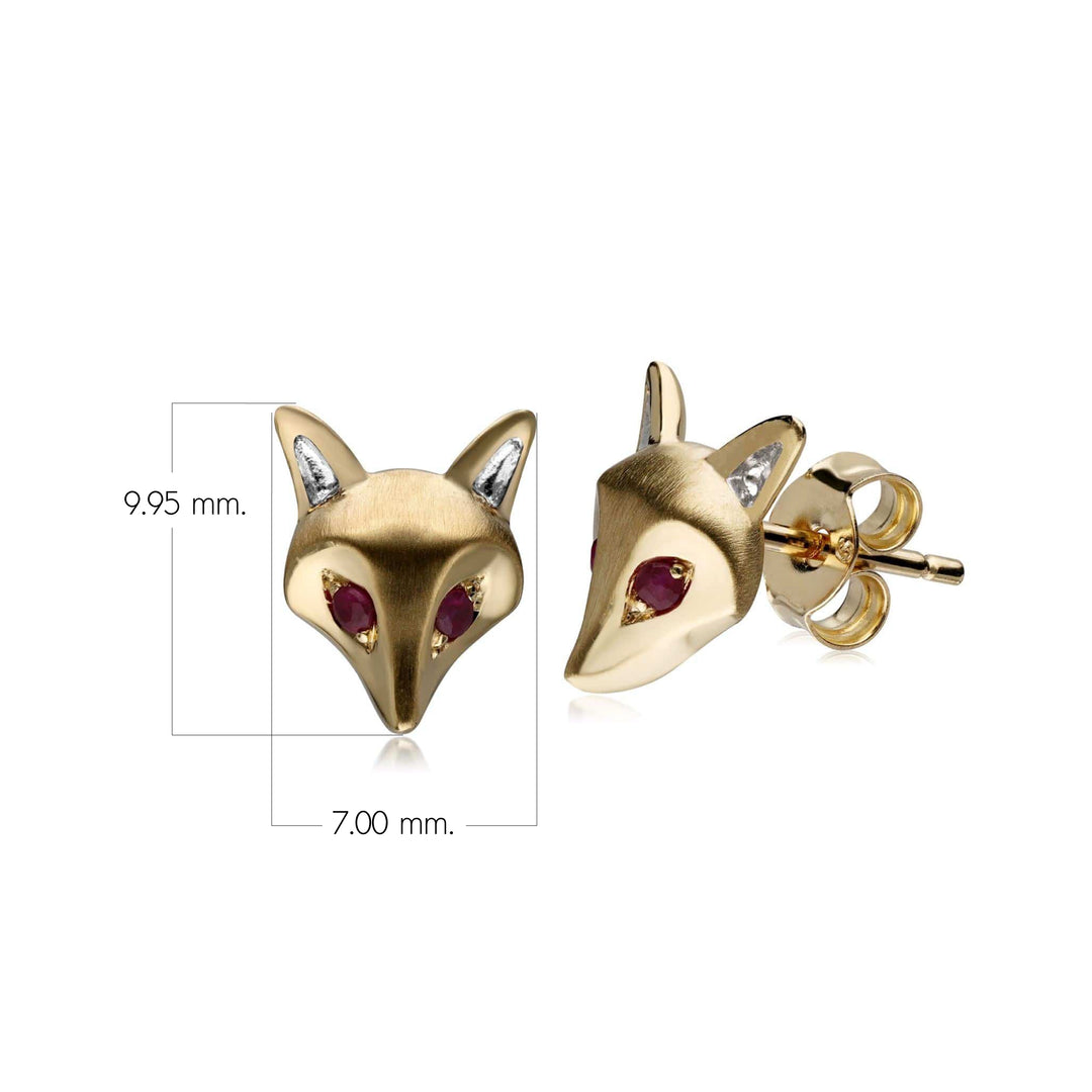 Gardenia Ruby Fox Earrings In 9ct Yellow Gold