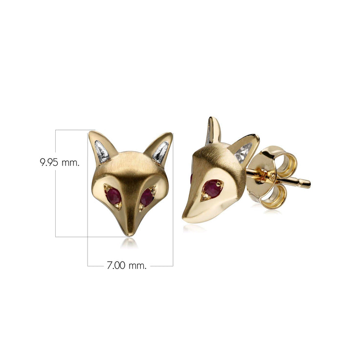 Gardenia Ruby Fox Earrings In 9ct Yellow Gold
