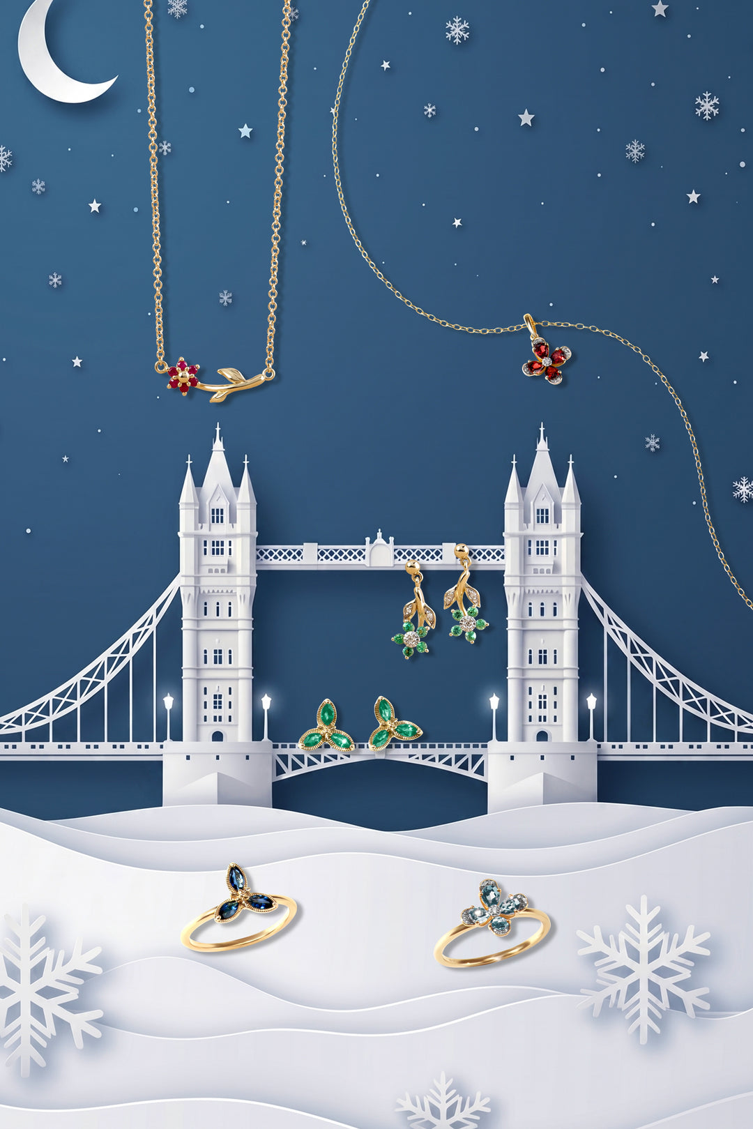 Floral Vine Ruby Necklace in 9ct Yellow Gold