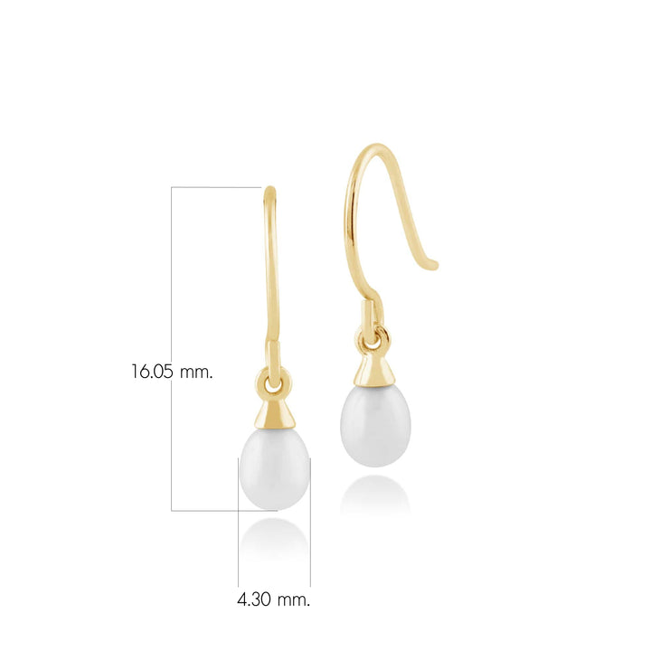Classic Freshwater Pearl Drop Earrings in 9ct Yellow Gold