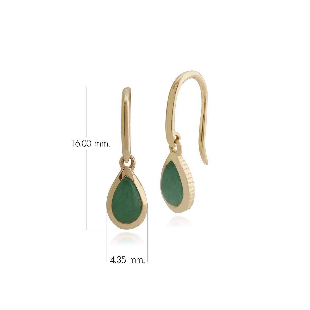 Classic Green Jade Bezel Set Drop Earrings in 9ct Yellow Gold