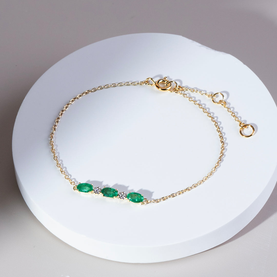 Classic Style Oval Ruby & Diamond Bracelet in 9ct Yellow Gold