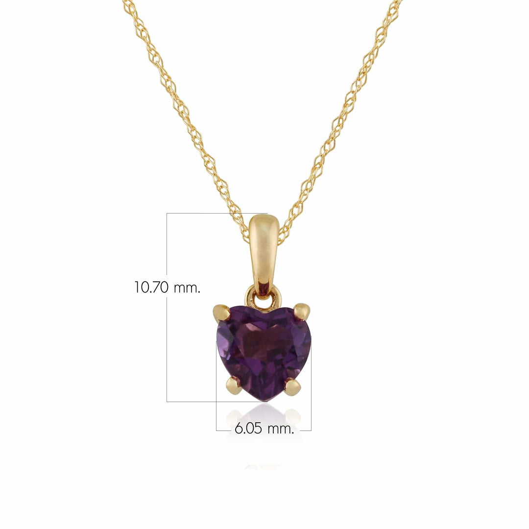 Classic Heart Amethyst Pendant in 9ct Yellow Gold