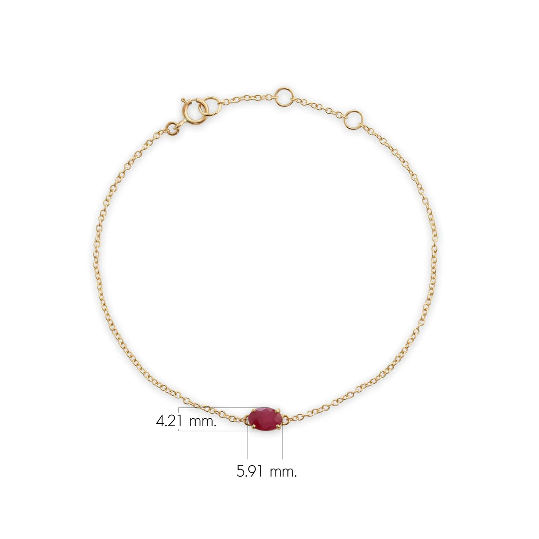Classic Oval Ruby Single Stone Bracelet in 9ct Yellow Gold
