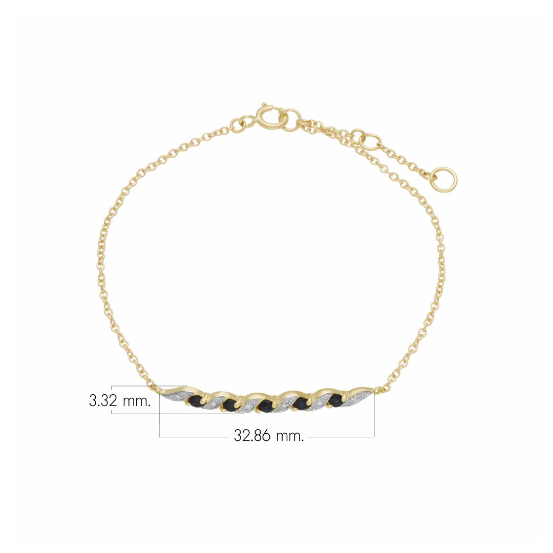 Classic Sapphire & Diamond Spiral Bracelet in 9ct Yellow Gold