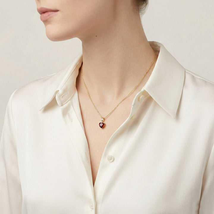 Classic Heart Amethyst Pendant in 9ct Yellow Gold