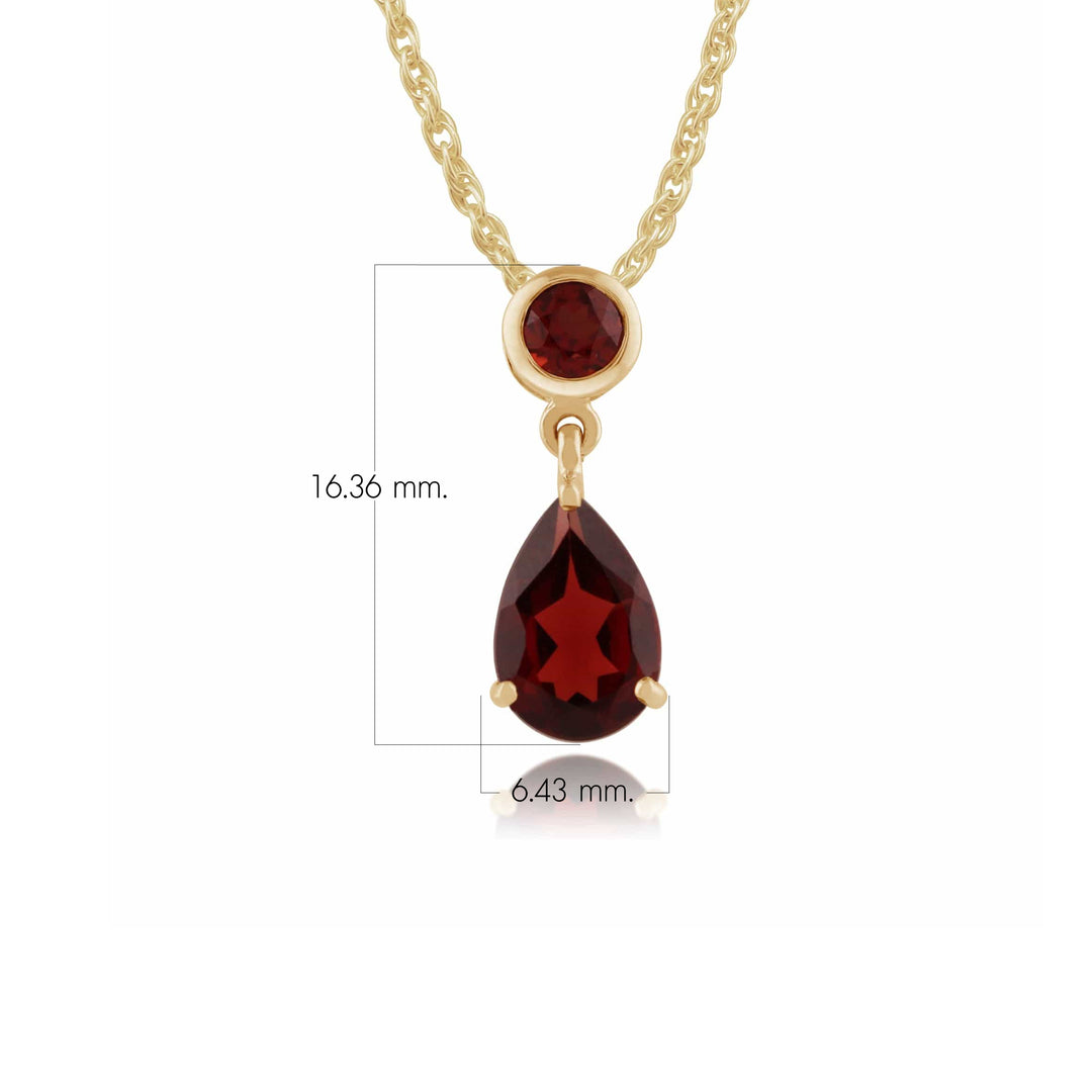 Classic Pear Garnet Pendant in 9ct Yellow Gold
