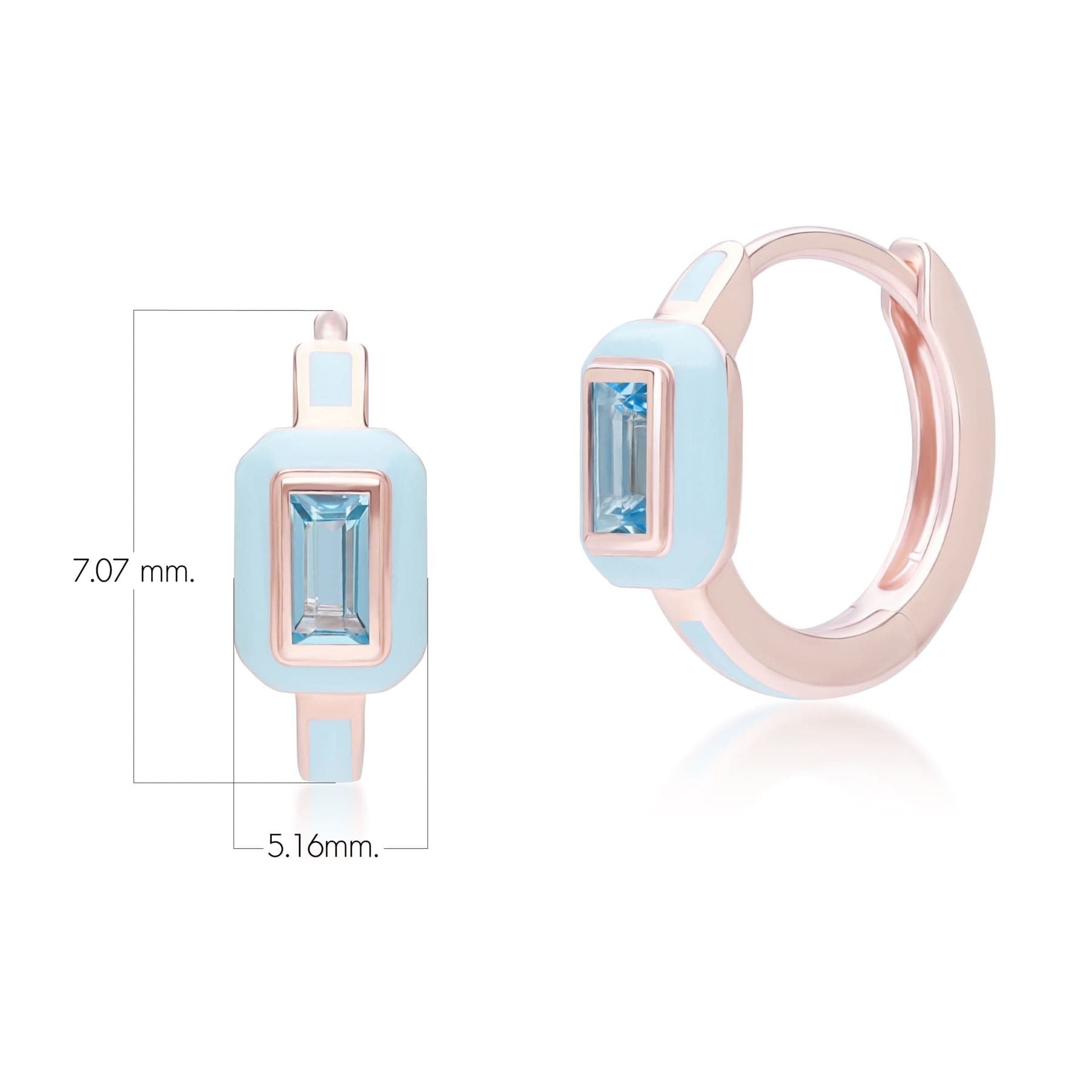 253E418901925 Siberian Waltz Blue Enamel & Swiss Blue Topaz Hoop Earrings In 18ct Rose Gold Plated Sterling Silver Dimensions