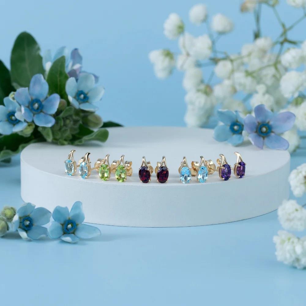 Classic Oval Amethyst Stud Earrings in 9ct Yellow Gold 7x5mm