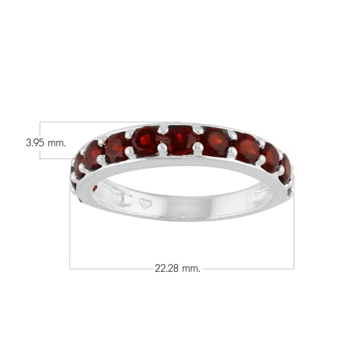 Classic Round Garnet Half Eternity Ring in 925 Sterling Silver