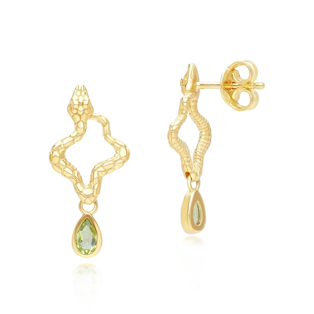 253E435403925 ECFEW™ Peridot Snake Drop Earrings in Gold Plated Sterling Silver Behind