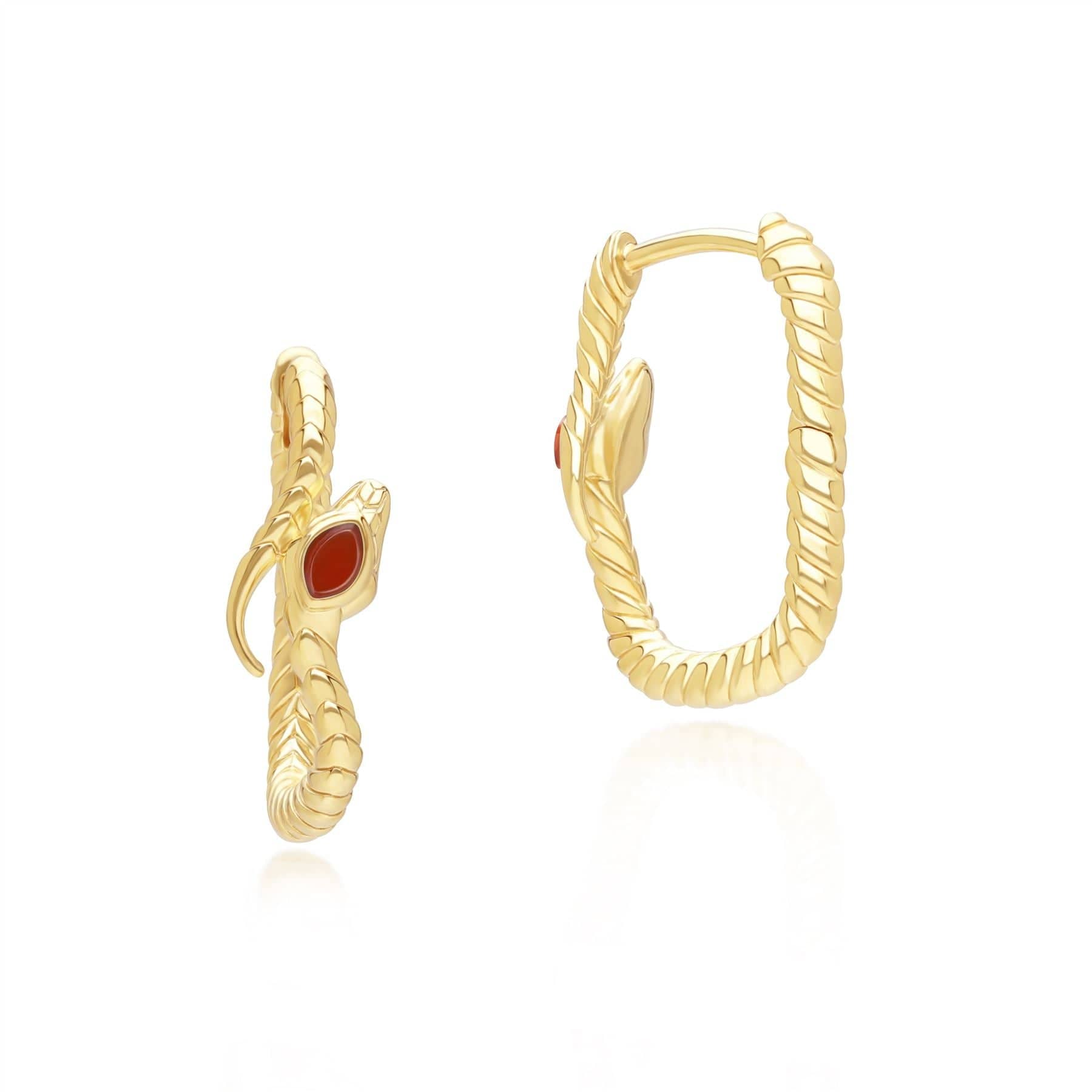 253E435502925 ECFEW™ Carnelian Snake Hoop Earrings in Gold Plated Sterling Silver Side