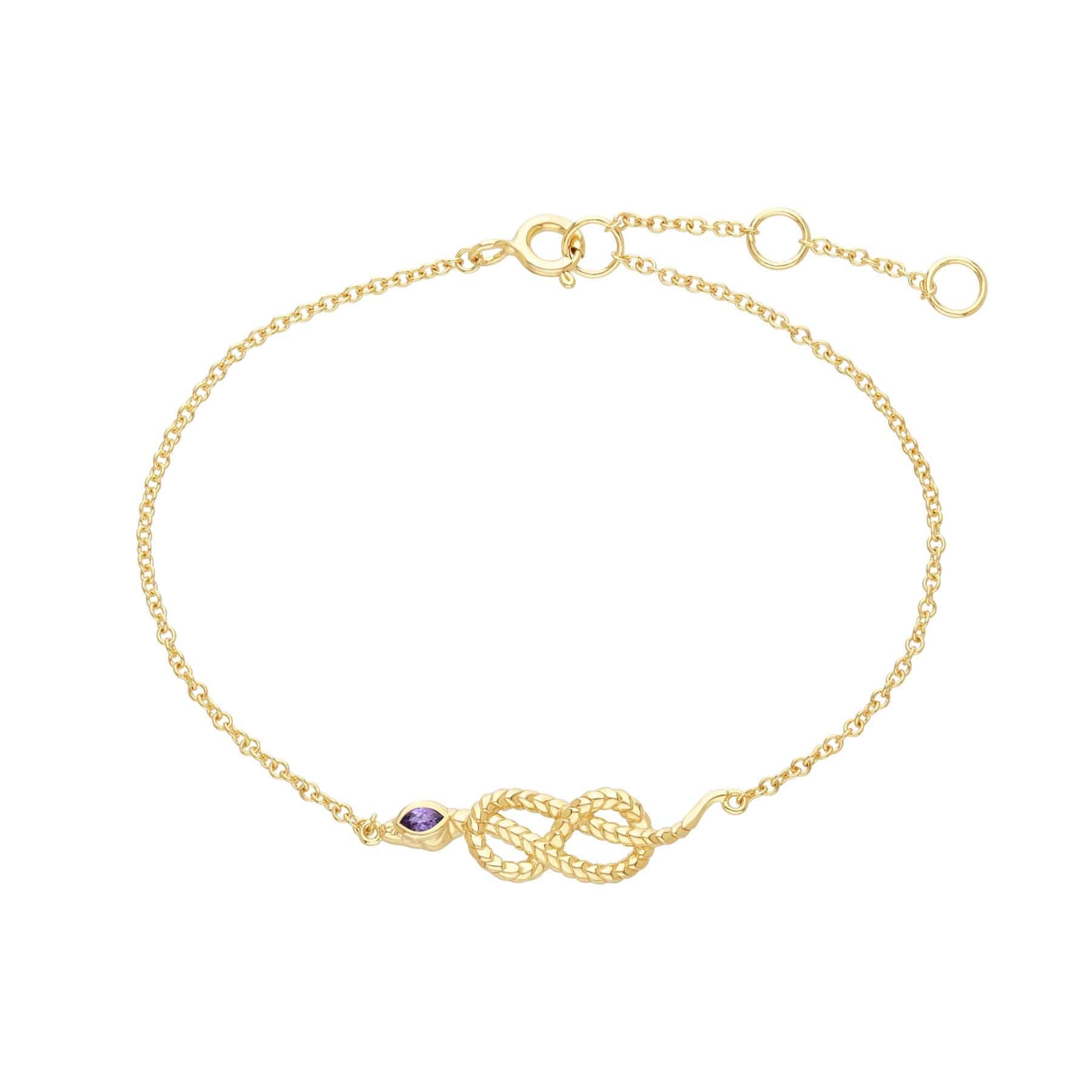 253L180902925 ECFEW™ Amethyst Snake Link Bracelet in Gold Plated Sterling Silver 