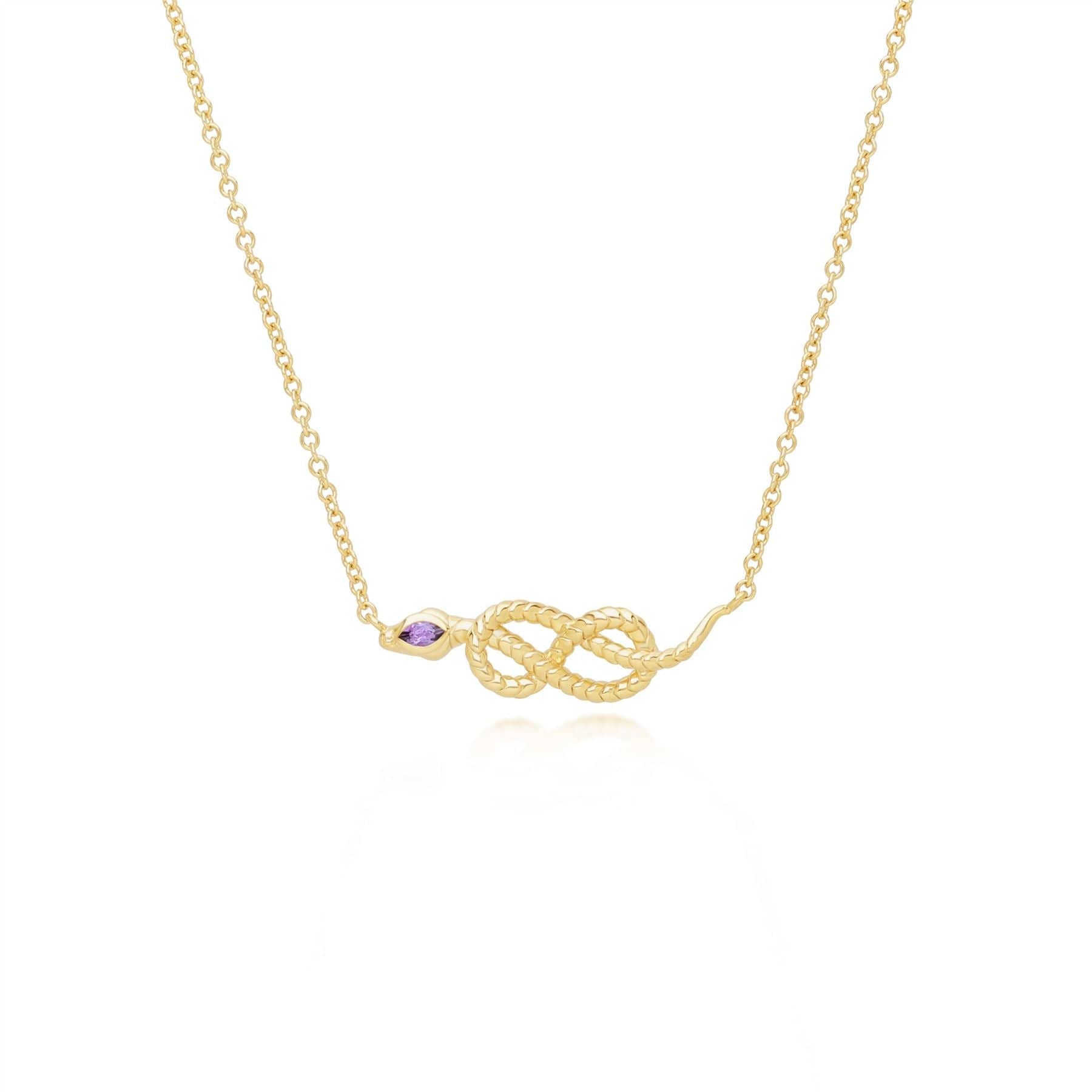 253N365802925 ECFEW™ Amethyst Winding Snake Pendant Necklace in Gold Plated Sterling Silver 