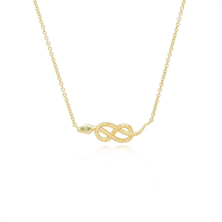 253N365803925 ECFEW™ Peridot Winding Snake Pendant Necklace in Gold Plated Sterling Silver 
