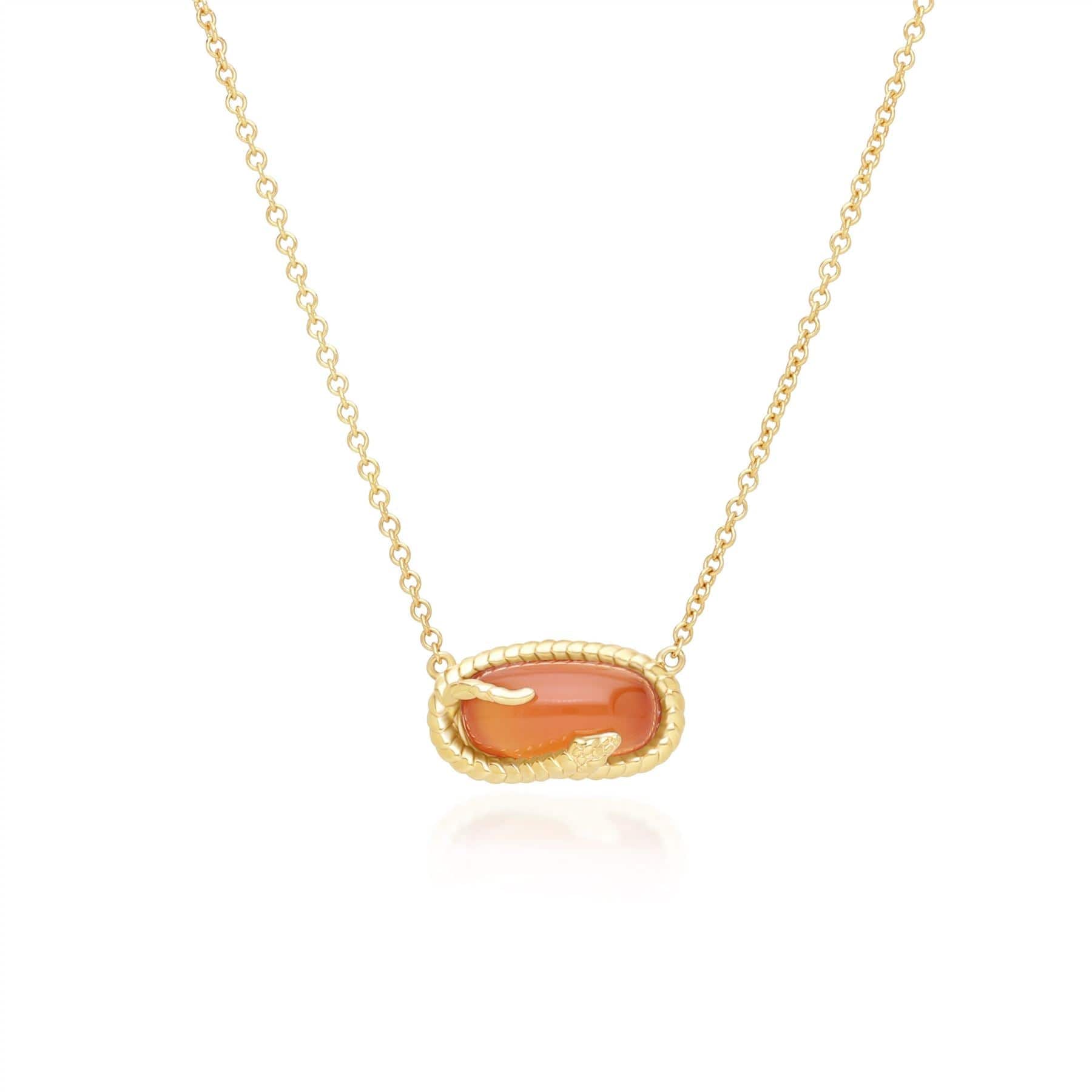 253N365902925 ECFEW™ Carnelian Snake Pendant Necklace in Gold Plated Sterling Silver 