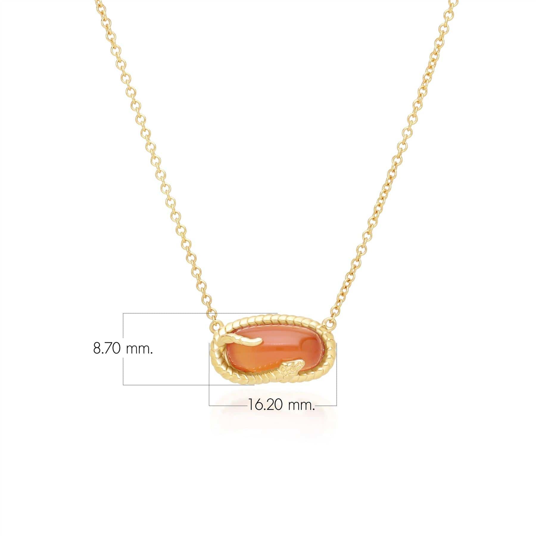 253N365902925 ECFEW™ Carnelian Snake Pendant Necklace in Gold Plated Sterling Silver Dimensions