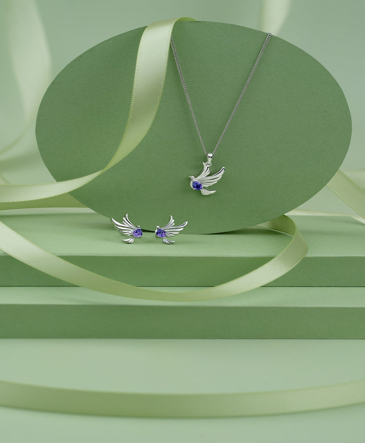 ECFEW™ Creator Amethyst Dove Pendant Necklace in Sterling Silver