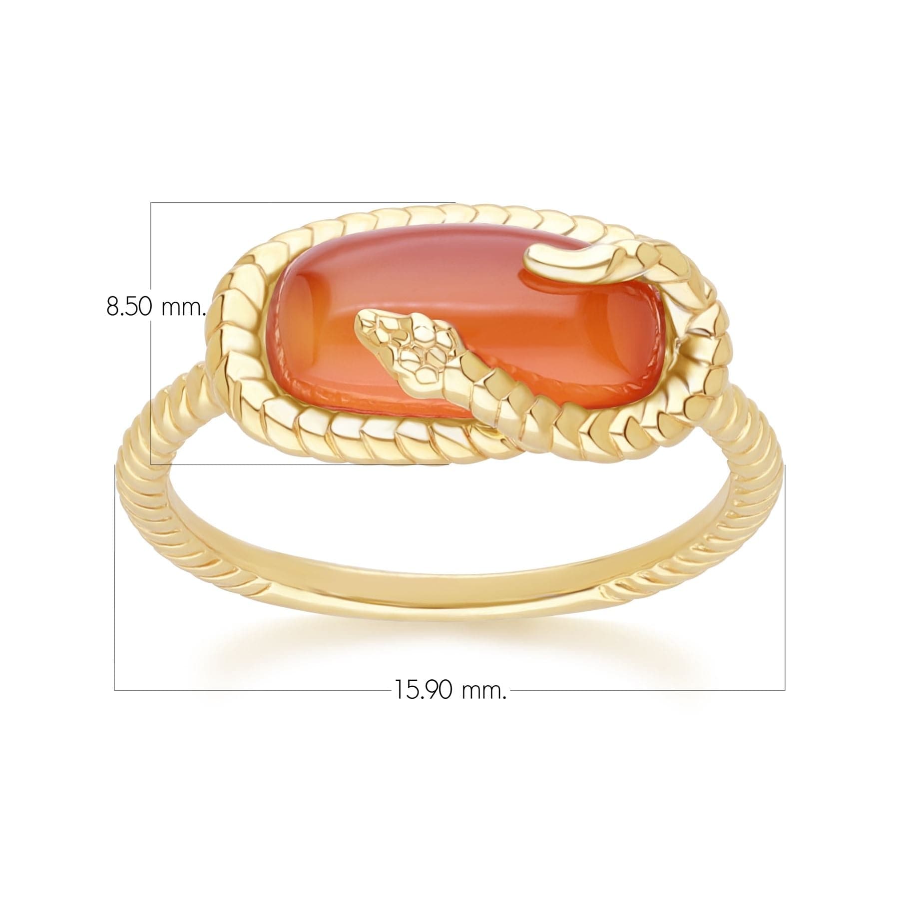 253R723402925 ECFEW Carnelian Snake Ring in Gold Plated Sterling Silver dimension