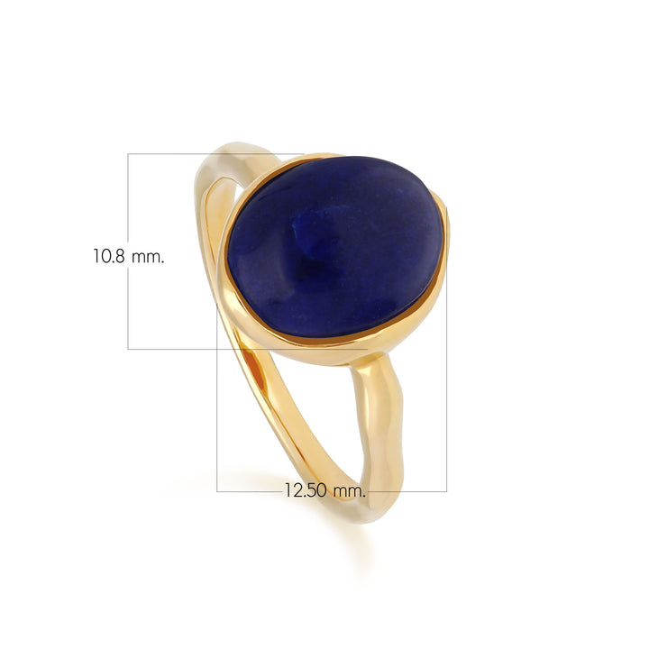 Irregular B Gem Lapis Lazuli Ring in Yellow Gold Plated Silver
