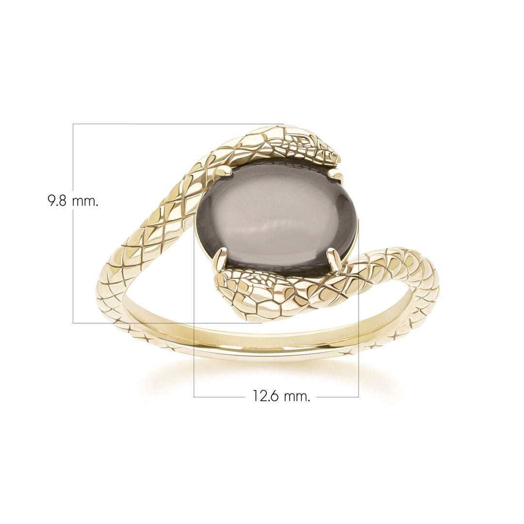 ECFEW™ Oval black moonstone by pass snake set cabochon ring in gold vermeil sterling silver