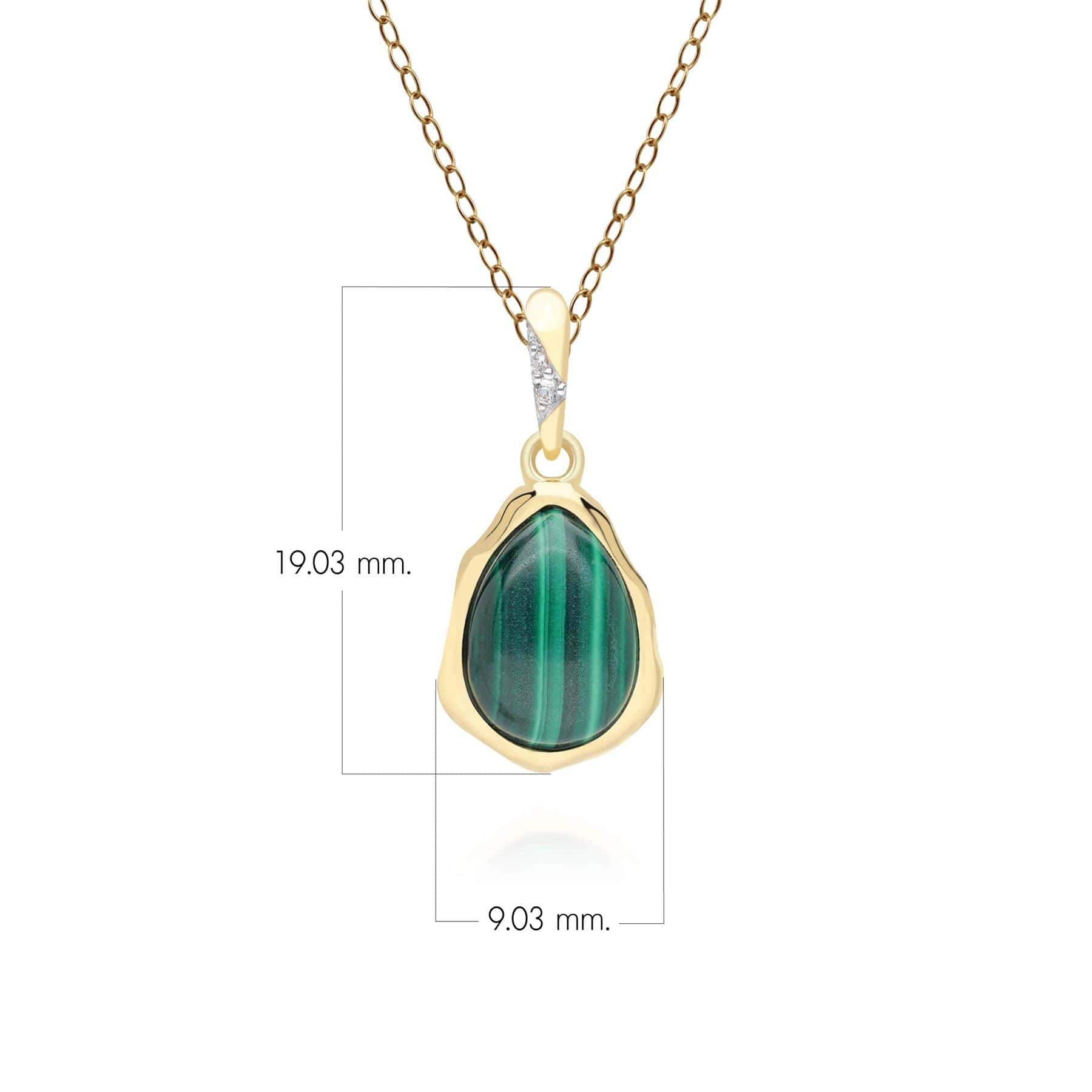 253P335301925 Irregular Malachite & Topaz Pendant In 18ct Gold Plated SterlIng Silver Dimensions
