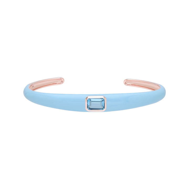 Siberian Waltz Blue Enamel & Octagon Sky Blue Topaz Bangle In Rose Gold Vermeil