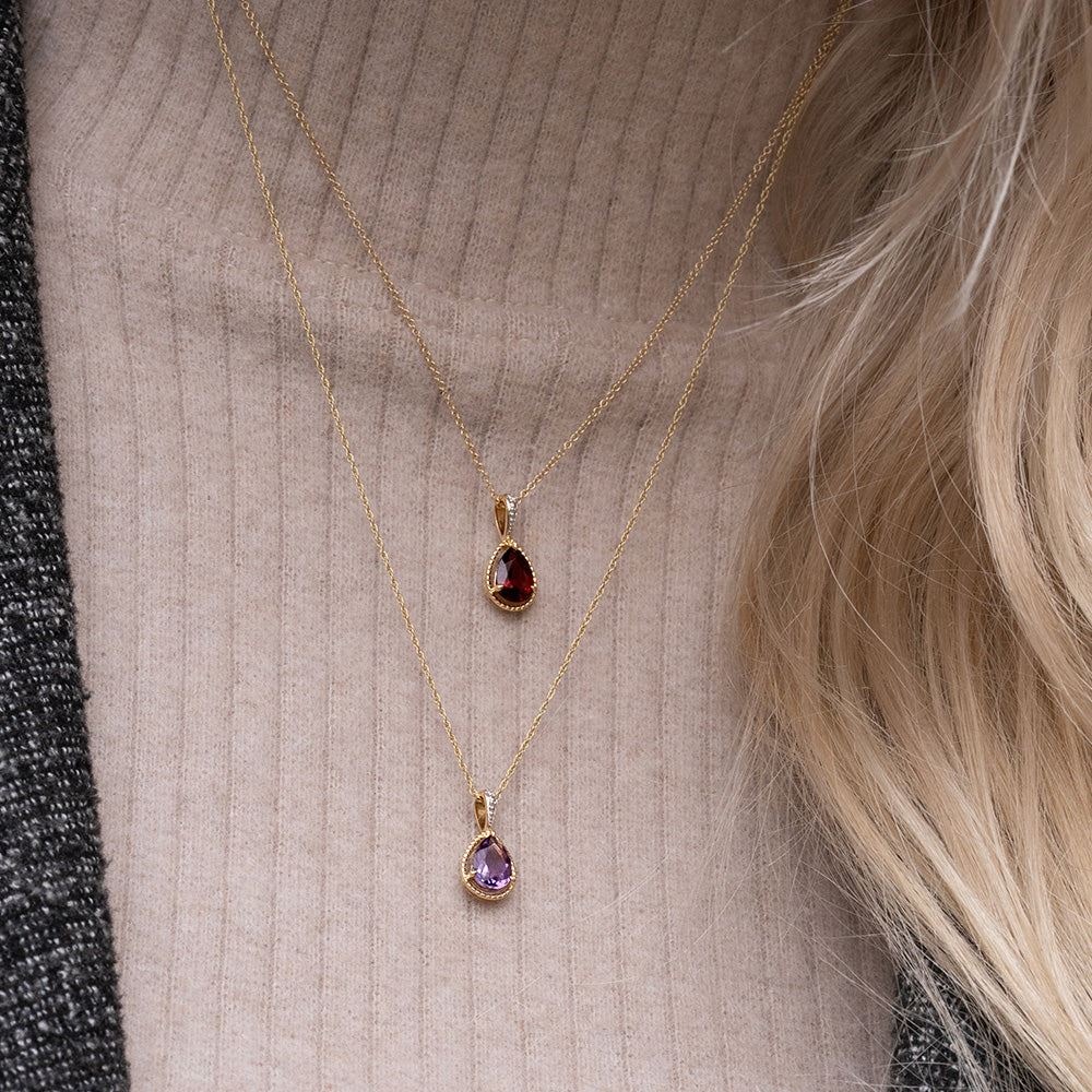 classic-pear-amethyst-diamond-pendant-necklace-in-9ct-yellow-gold-135p2143019 on Model